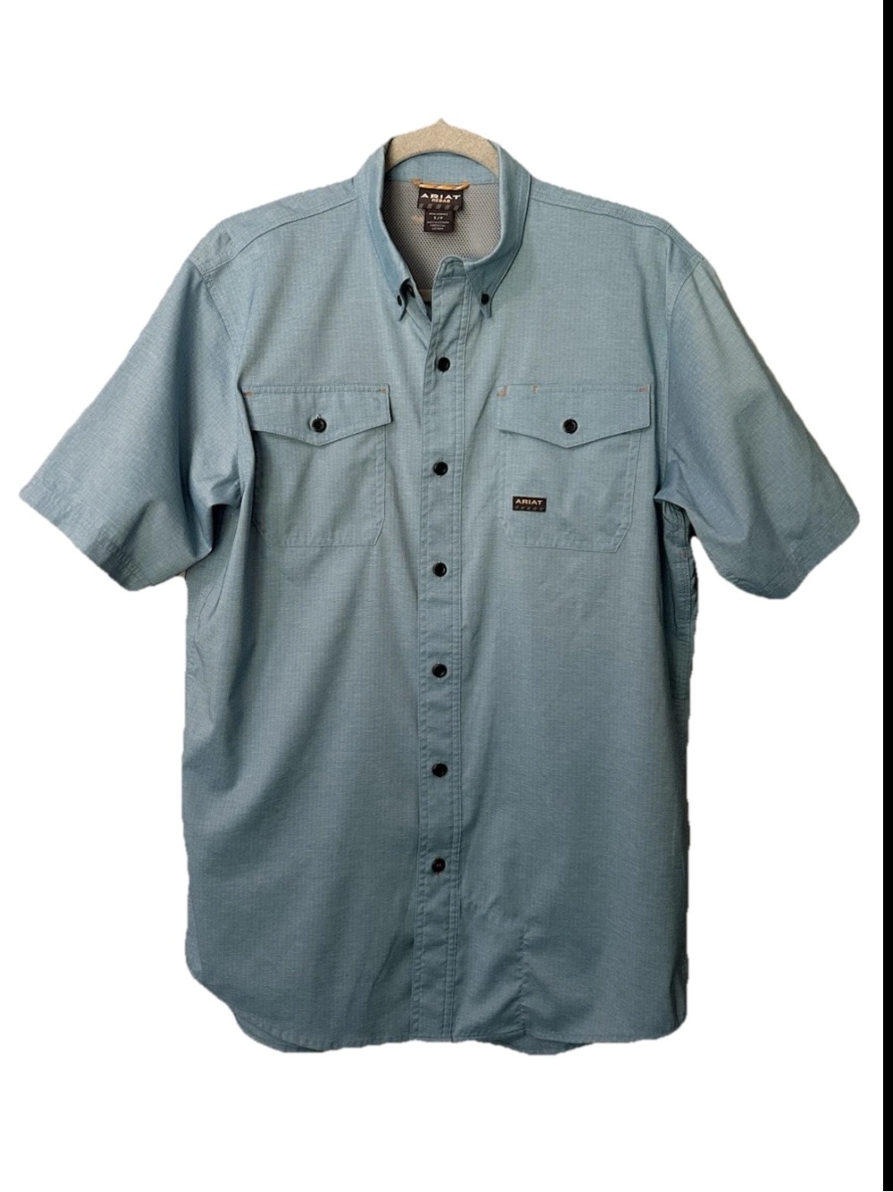 Ariat Rebar Made Tough VentTEK Work Shirt Caribbean Heather Short Sleeve Mens Sm
